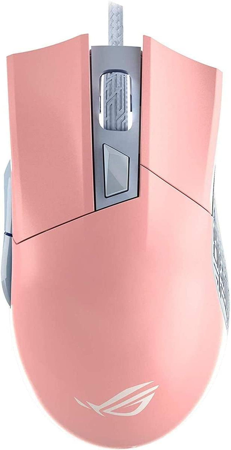 ASUS Optical Gaming Mouse - ROG Gladius II Origin Limited Edition PNK | Ergonomic Right-Handed PC Gaming Mouse for FPS Games | 12000 DPI Optical Sensor | Aura Sync RGB, ROG Armoury II | Pink